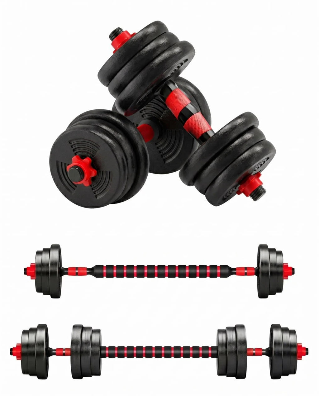 Adjustable Dumbbell Barbell Set 44 lbs – Convertible Weight Set for Home Gym Workout