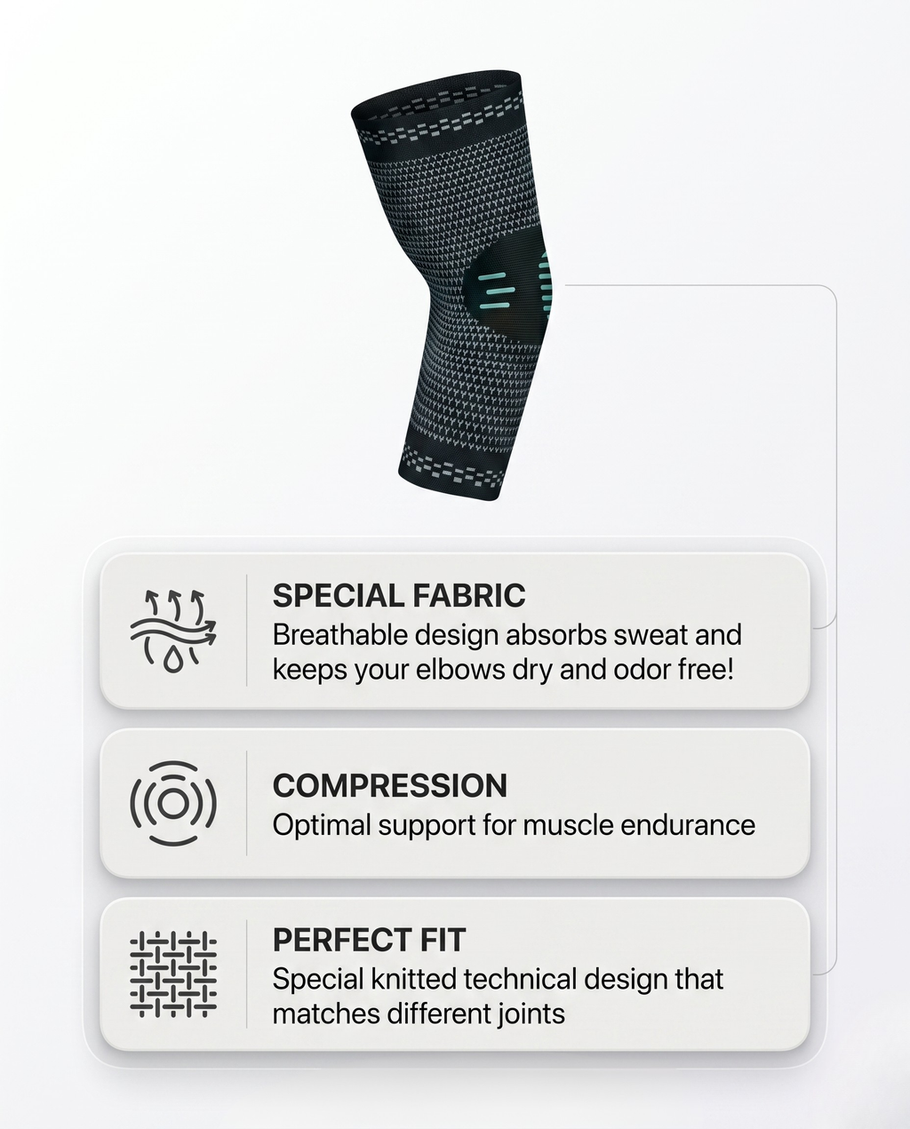 Elbow Compression Sleeve – Knitted Support Brace for Workout, Tennis, Padel