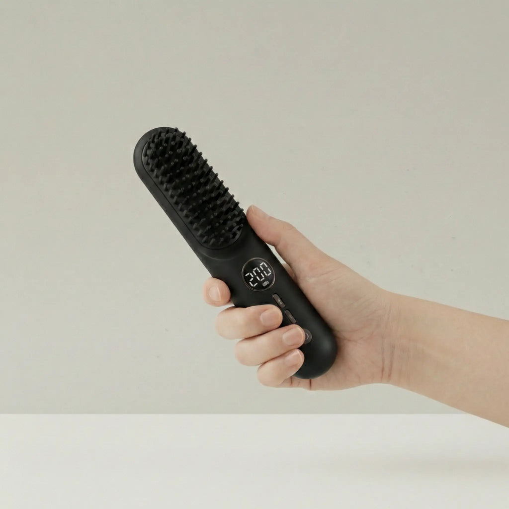 Portable Hair Straightener Brush – Ionic Smoothing, Anti-Frizz, Ceramic Plates, Fast Heating