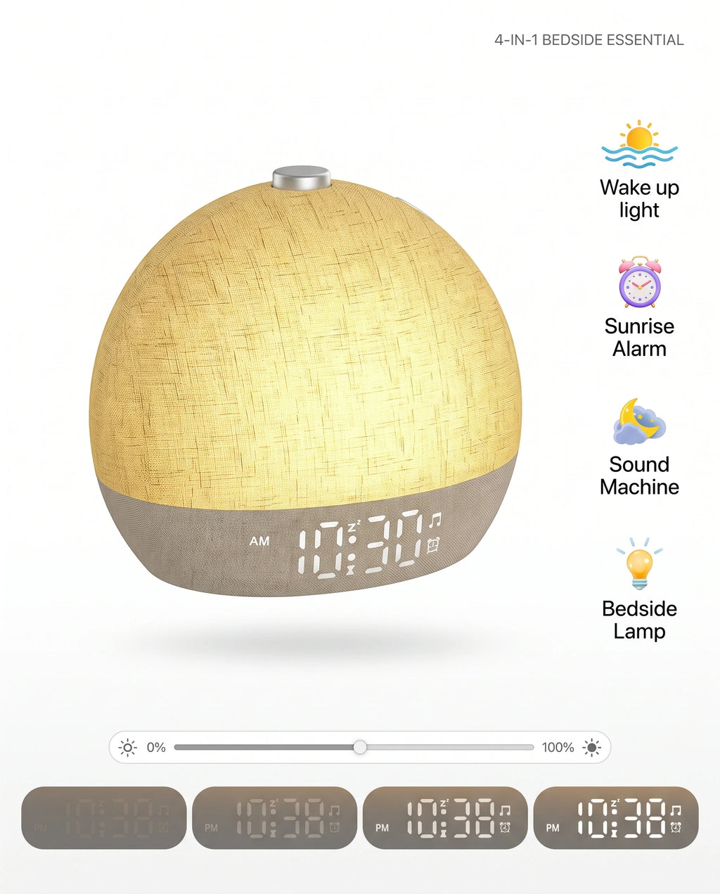 Sunrise Alarm Clock with 30 White Noise Sounds