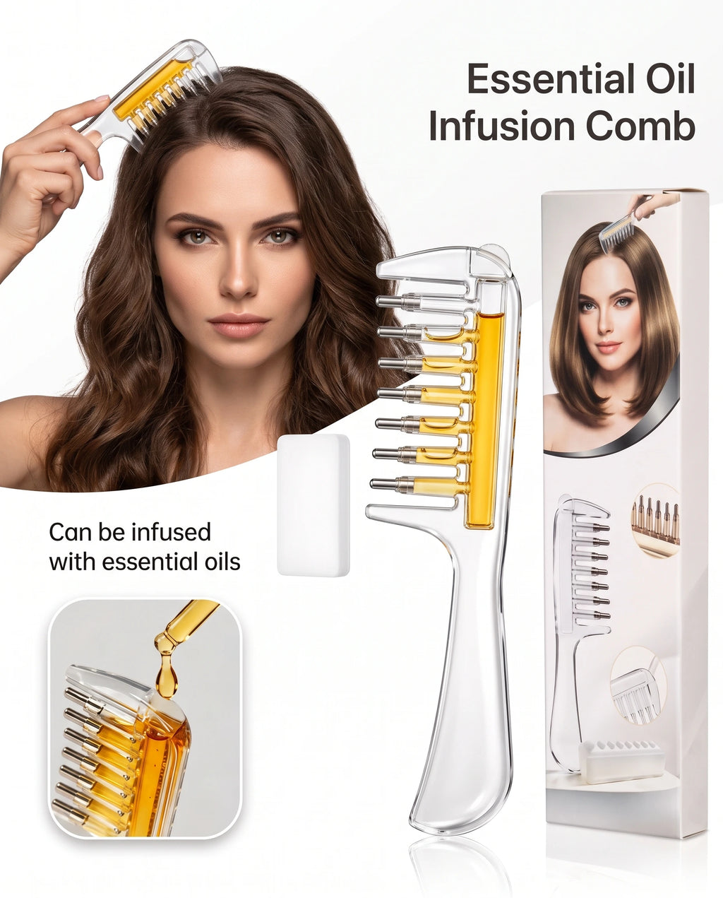 Unisex Transparent Essential Oil Applicator Massage Comb