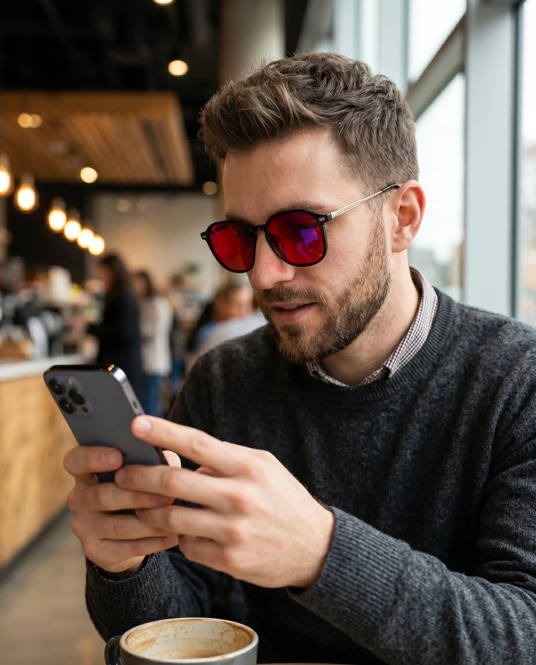 Unisex Red Lens Blue Light Blocking Glasses - 99.9% Filtration of 445–505nm