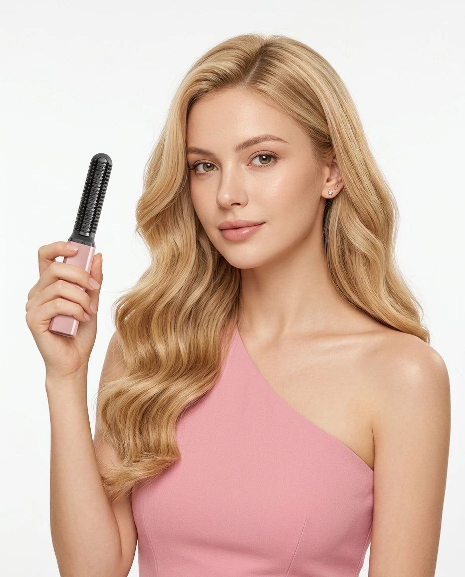 Mini Rechargeable Wireless Electric Hair Straightening Comb