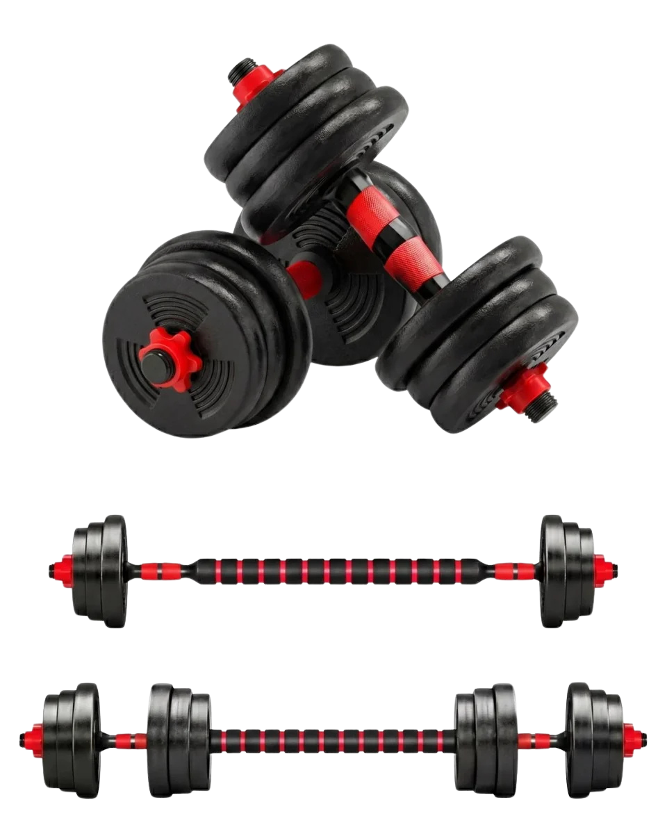 Adjustable Dumbbell Barbell Set 44 lbs – Convertible Weight Set for Home Gym Workout