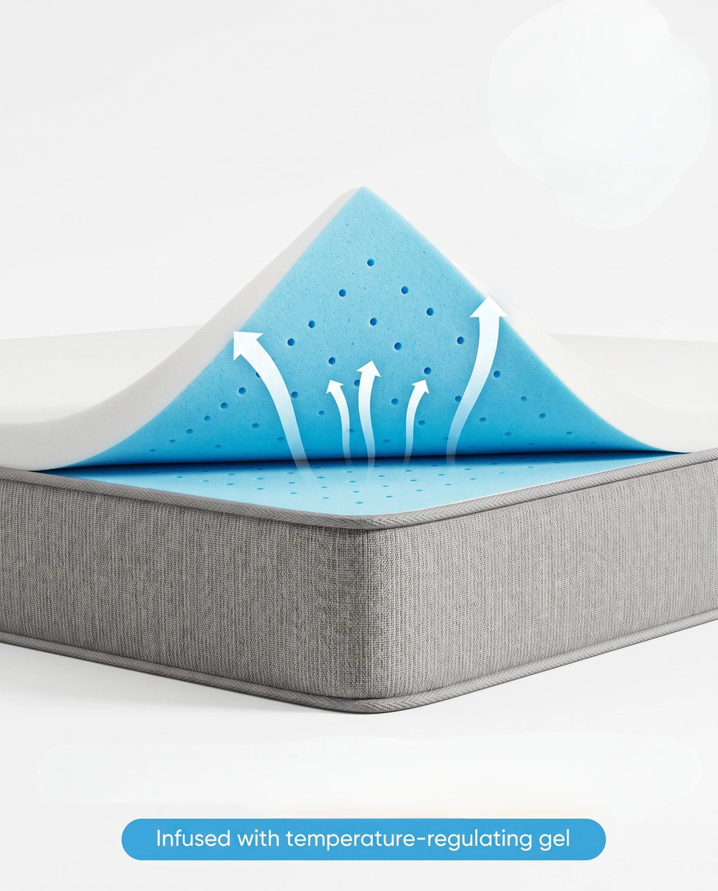 Cooling Gel Memory Foam Mattress Topper- Breathable Bed Topper