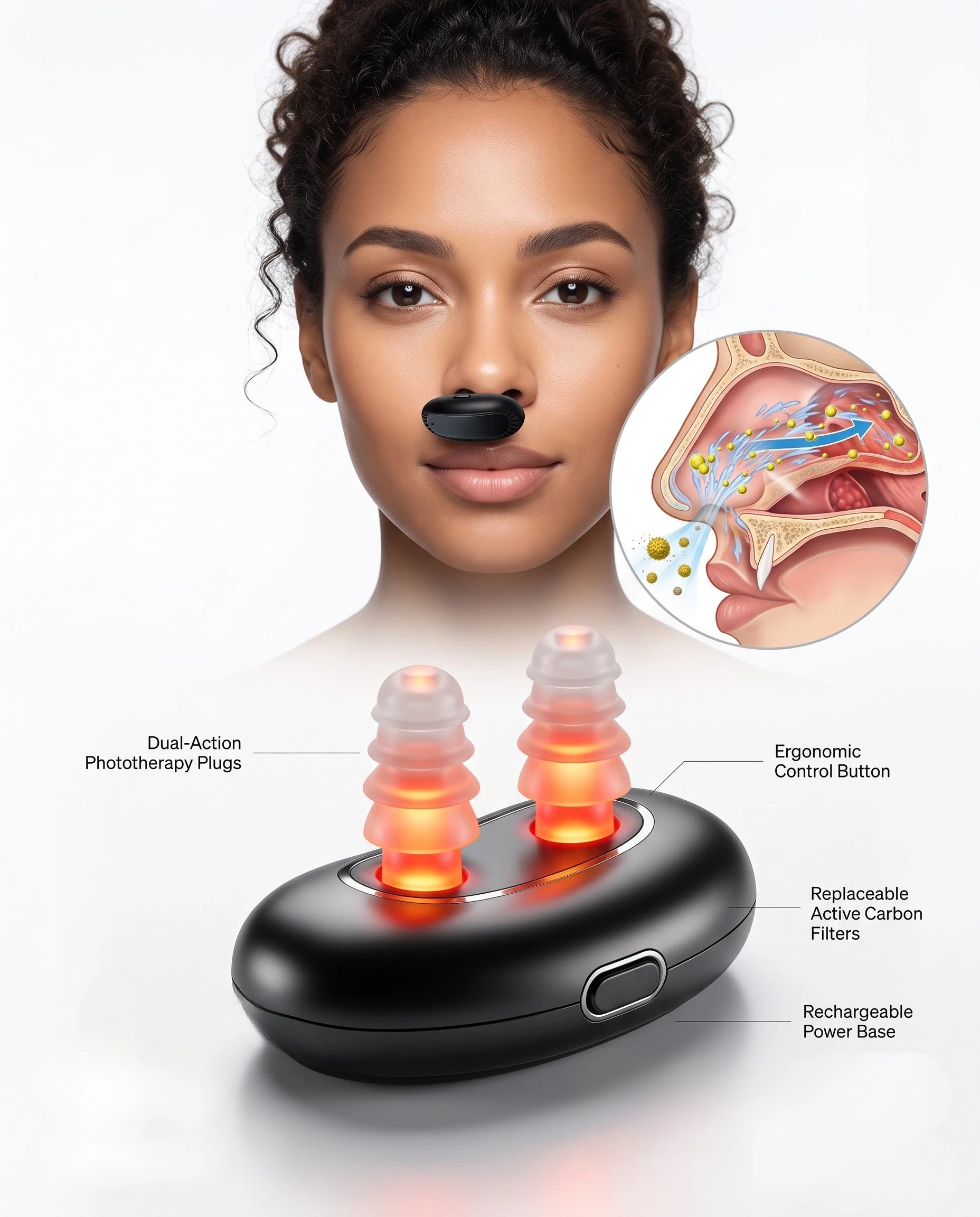 Red Light Nasal Therapy Device - Nose Massager for Rhinitis Relief