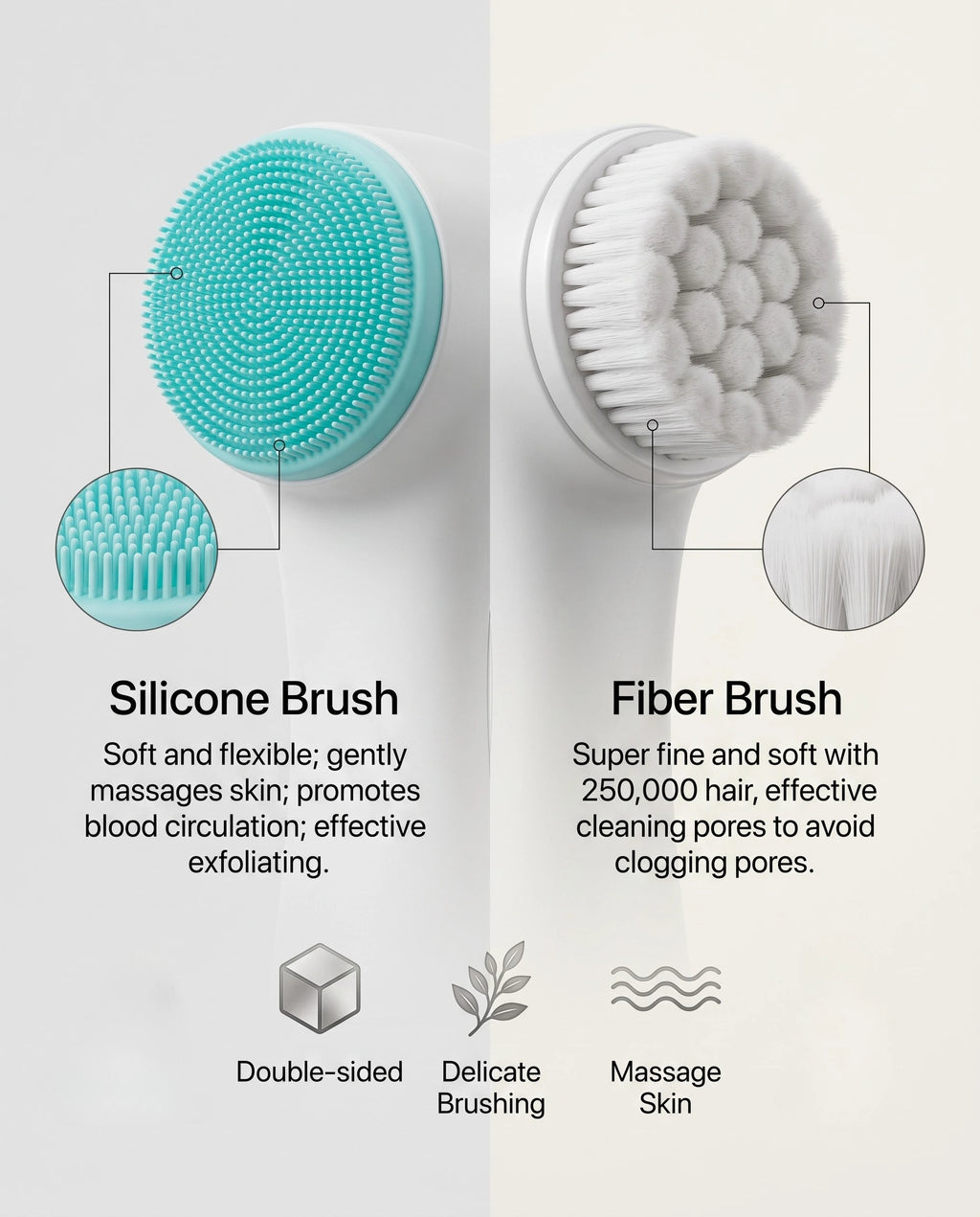 3D Double Sided Silicone Facial Cleansing Brush