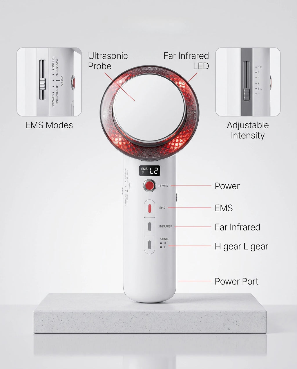 Ultraschall-Kavitation EMS Gesichts- & Körpermassagegerät, Lipo-Fettverbrenner
