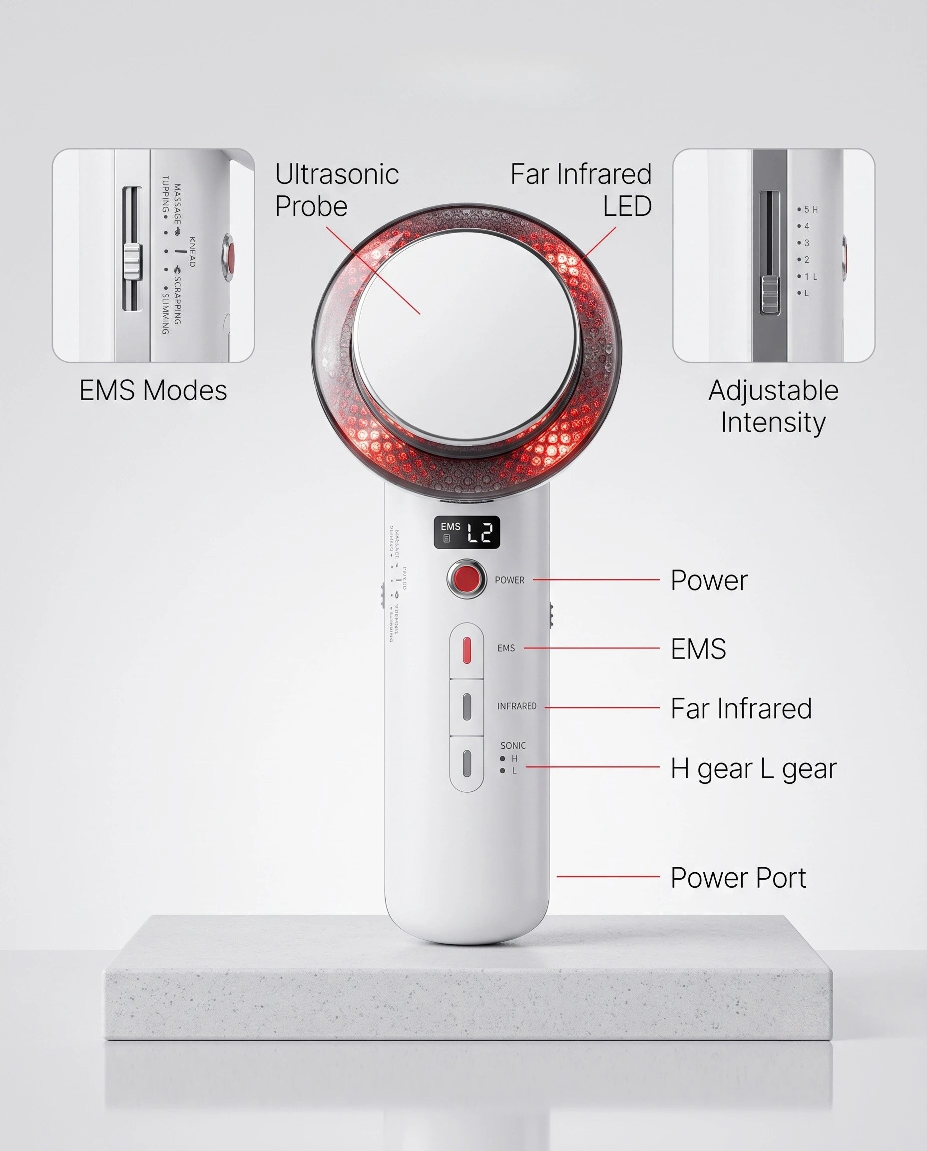 Ultraschall-Kavitation EMS Gesichts- & Körpermassagegerät, Lipo-Fettverbrenner