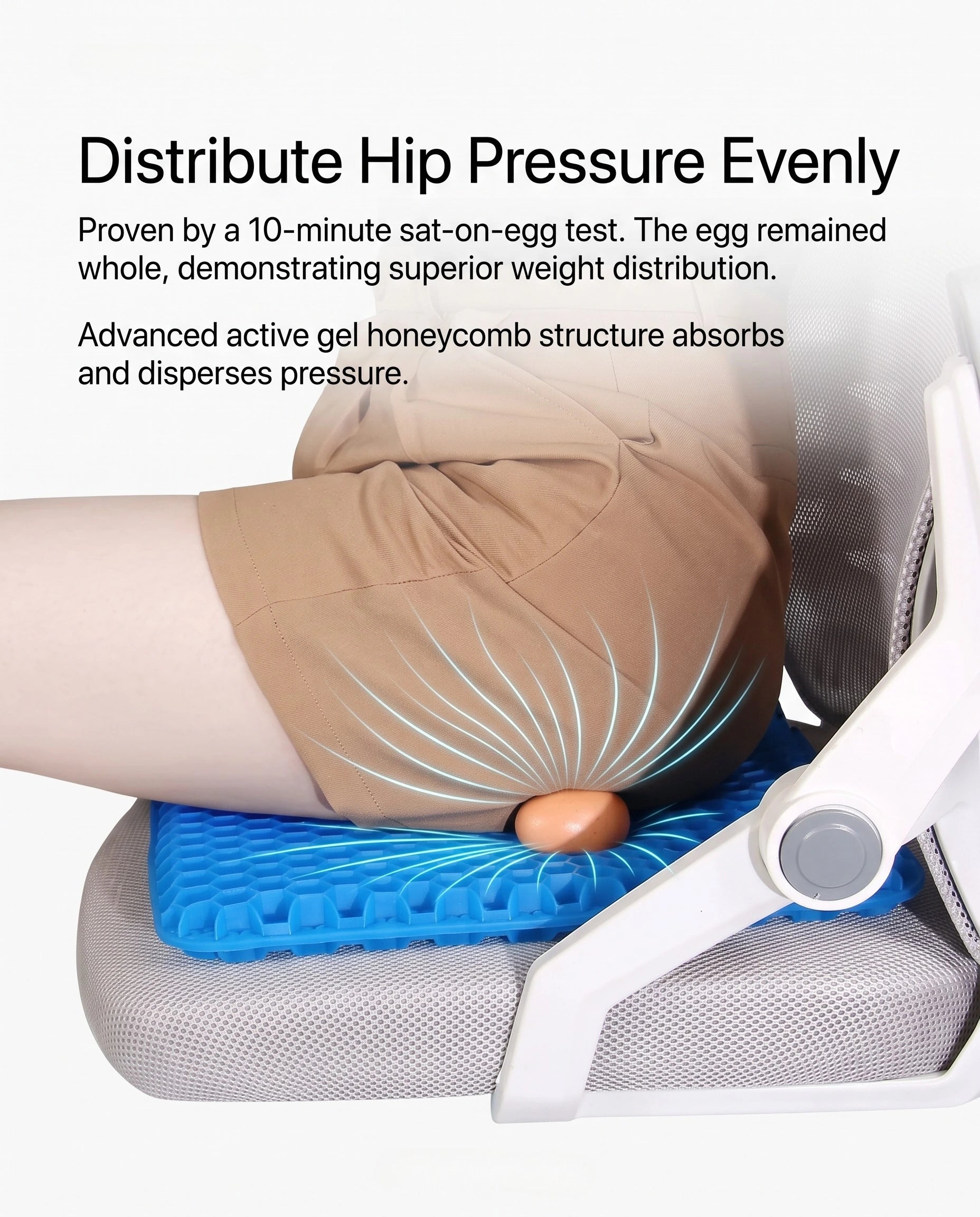 Cooling Gel Seat Cushion with Honeycomb Design, Breathable Pressure Relief for Back