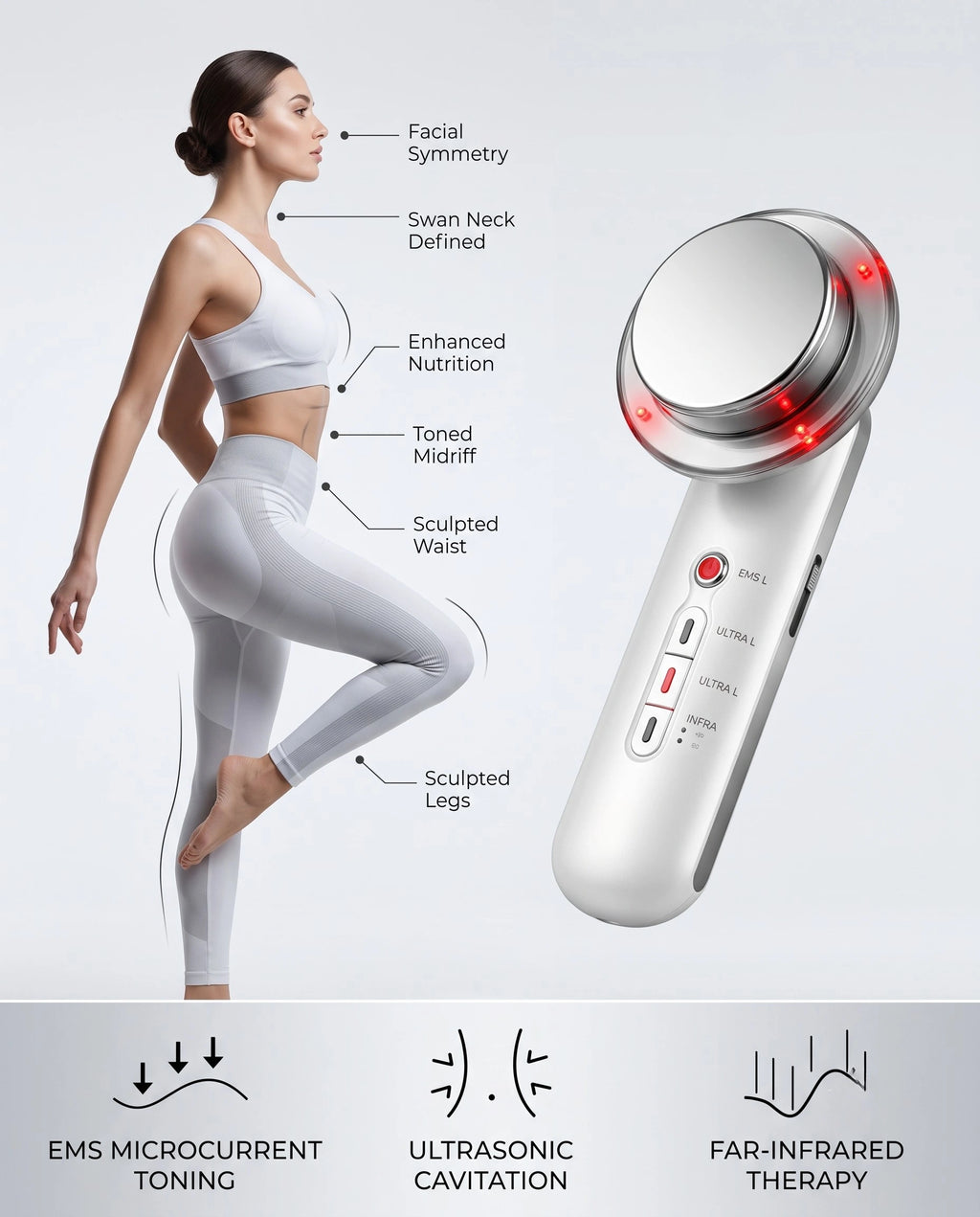 Ultraschall-Kavitation EMS Gesichts- & Körpermassagegerät, Lipo-Fettverbrenner