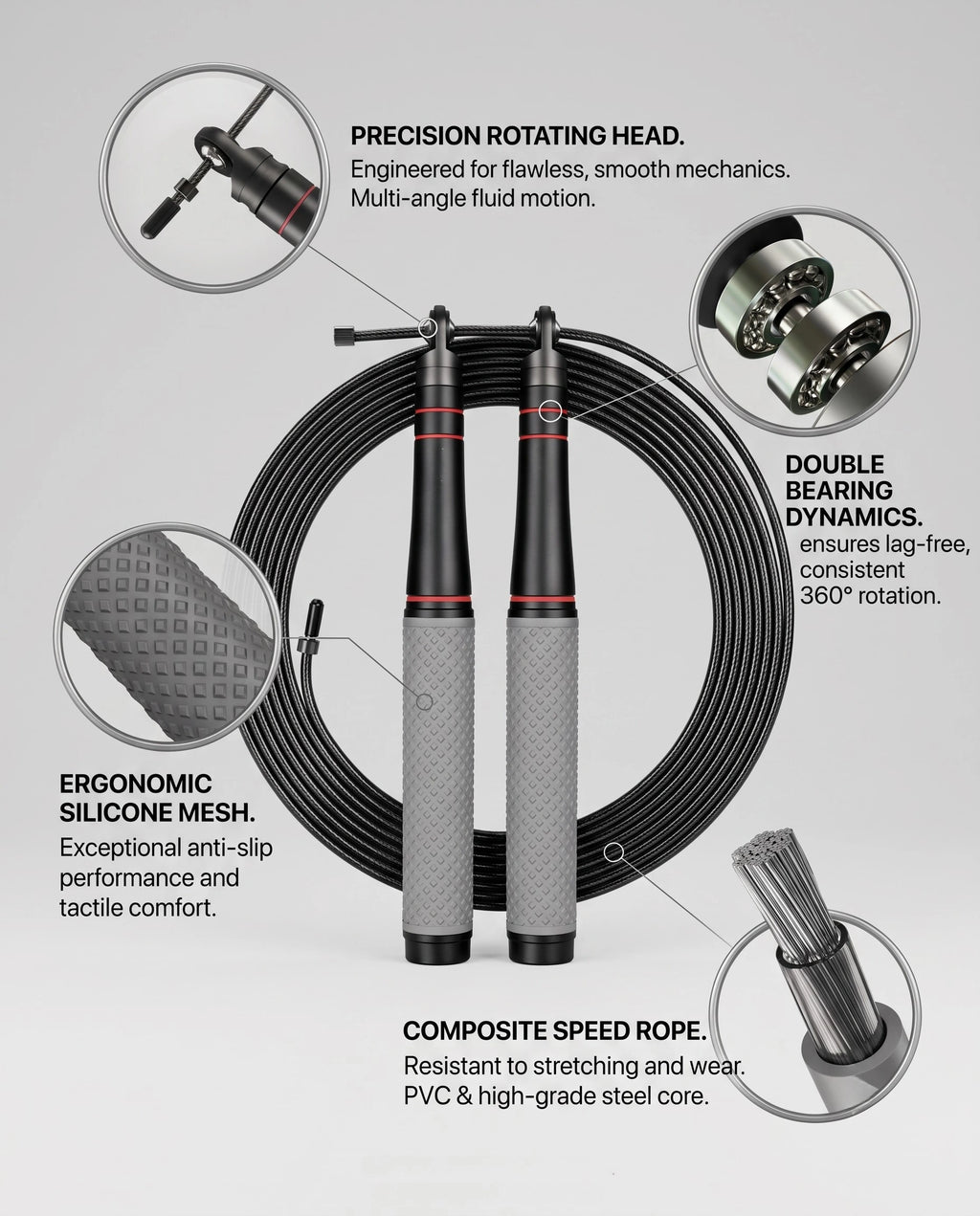 Speed Jump Rope with Smooth Ball Bearing Rotation