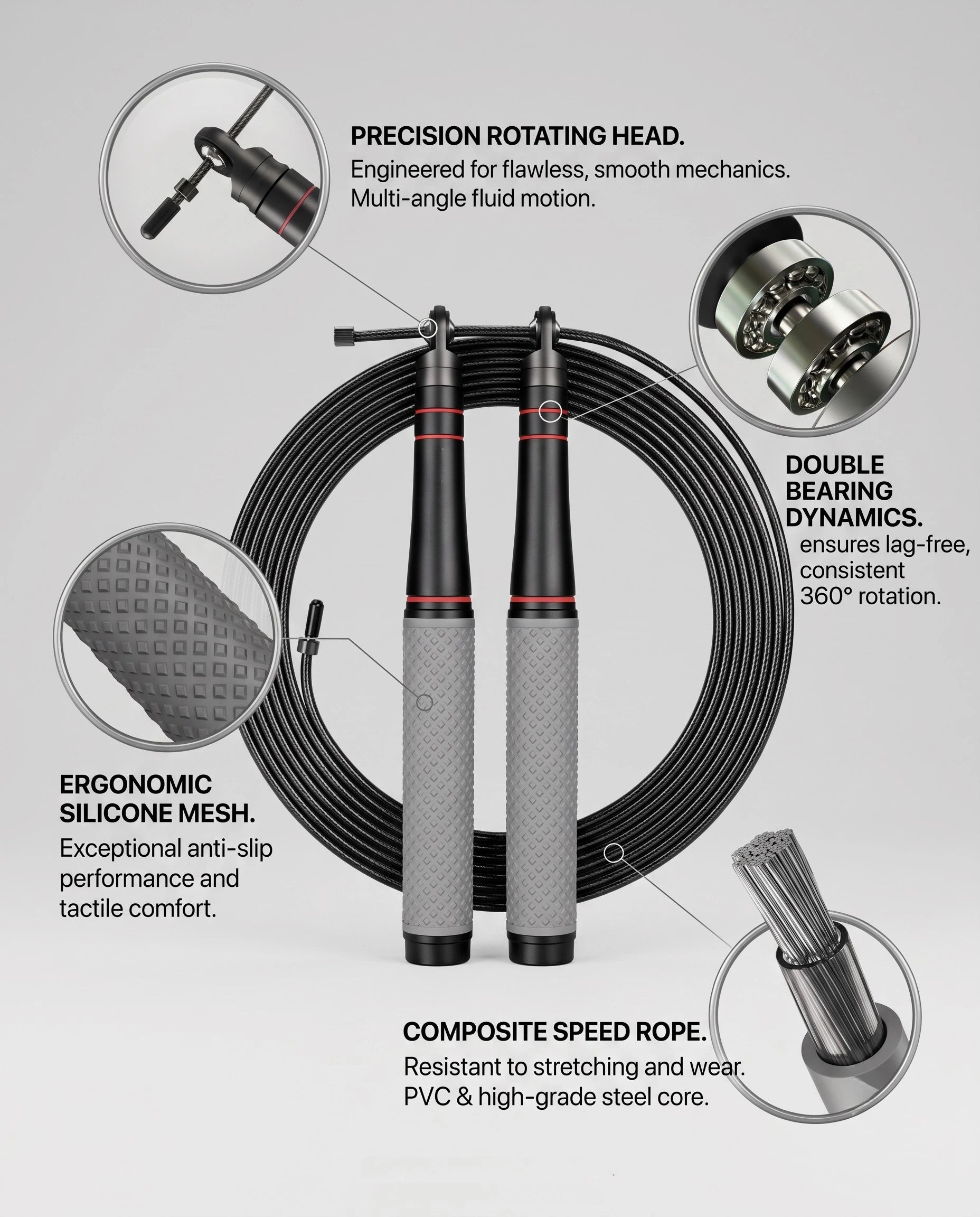 Speed Jump Rope with Smooth Ball Bearing Rotation