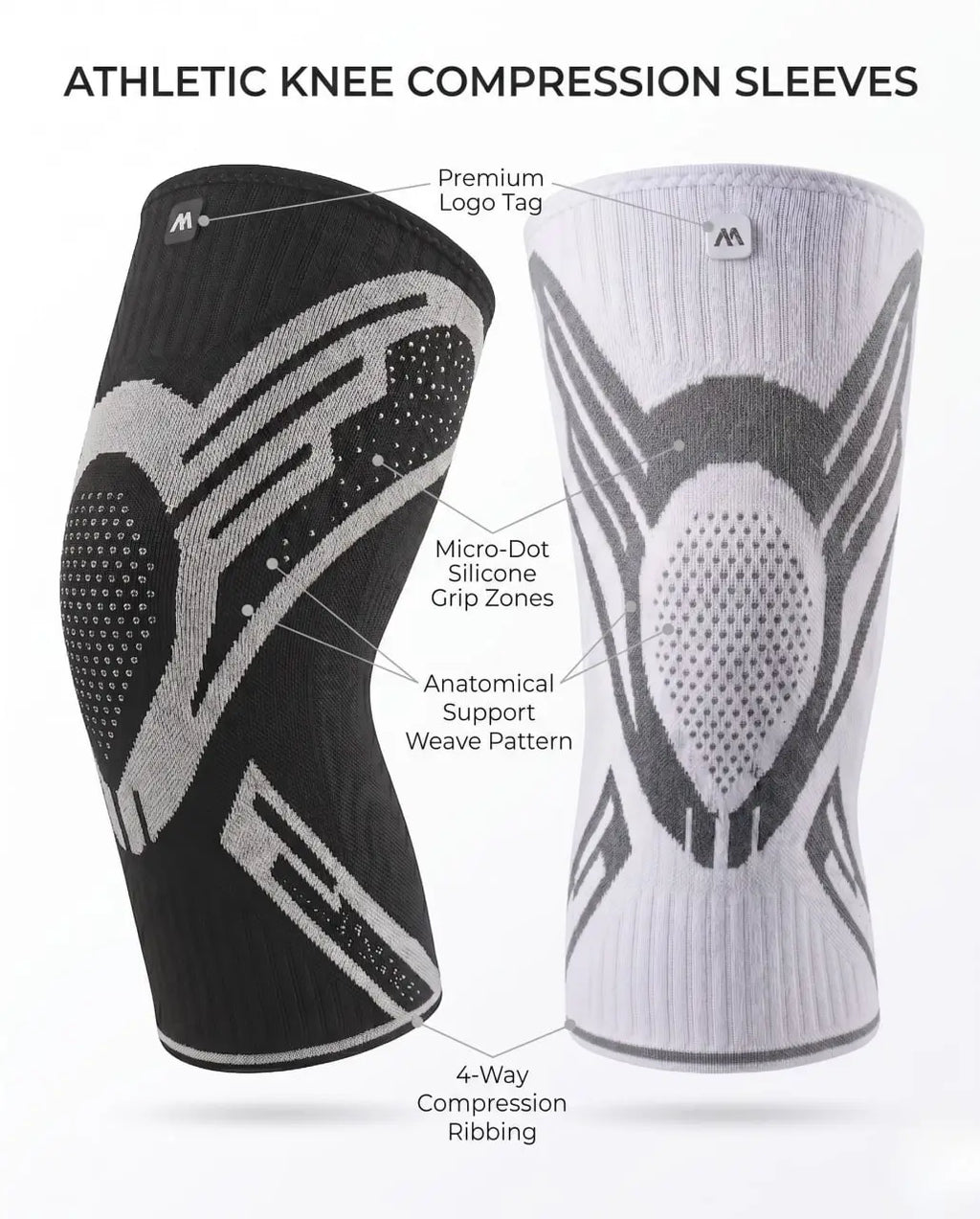 Athletic Knee Compression Sleeve with Silicone Grip & 4-Way Stretch – For Running, Gym, Basketball, Padel & Volleyball